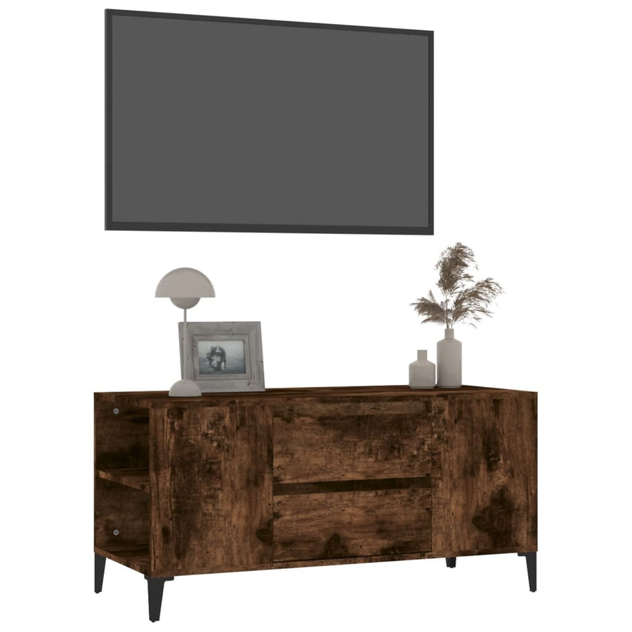 Tv-Meubel 02X44,5X50 Cm Bewerkt Hout Kleurig Gerookt eiken