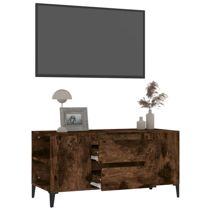 Tv-Meubel 02X44,5X50 Cm Bewerkt Hout Kleurig Gerookt eiken
