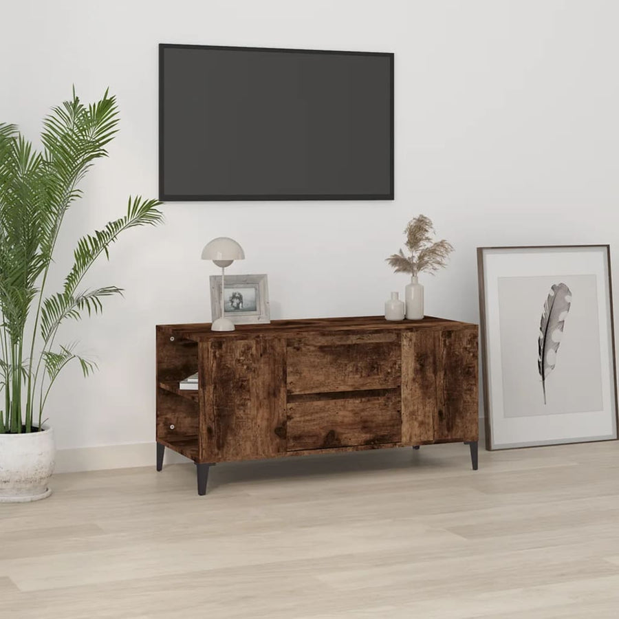 Tv-Meubel 02X44,5X50 Cm Bewerkt Hout Kleurig Gerookt eiken