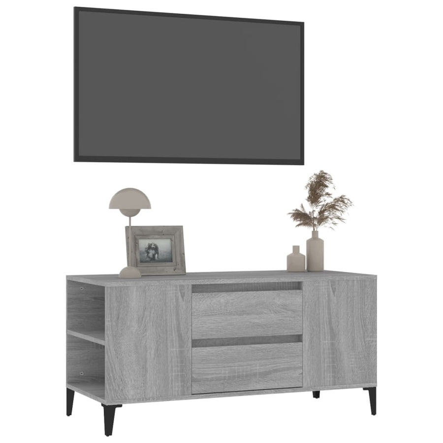 Tv-Meubel 02X44,5X50 Cm Bewerkt Hout Eikenkleurig Grijs sonoma