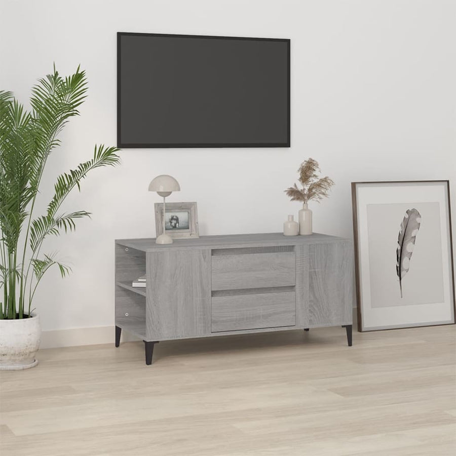 Tv-Meubel 02X44,5X50 Cm Bewerkt Hout Eikenkleurig Grijs sonoma