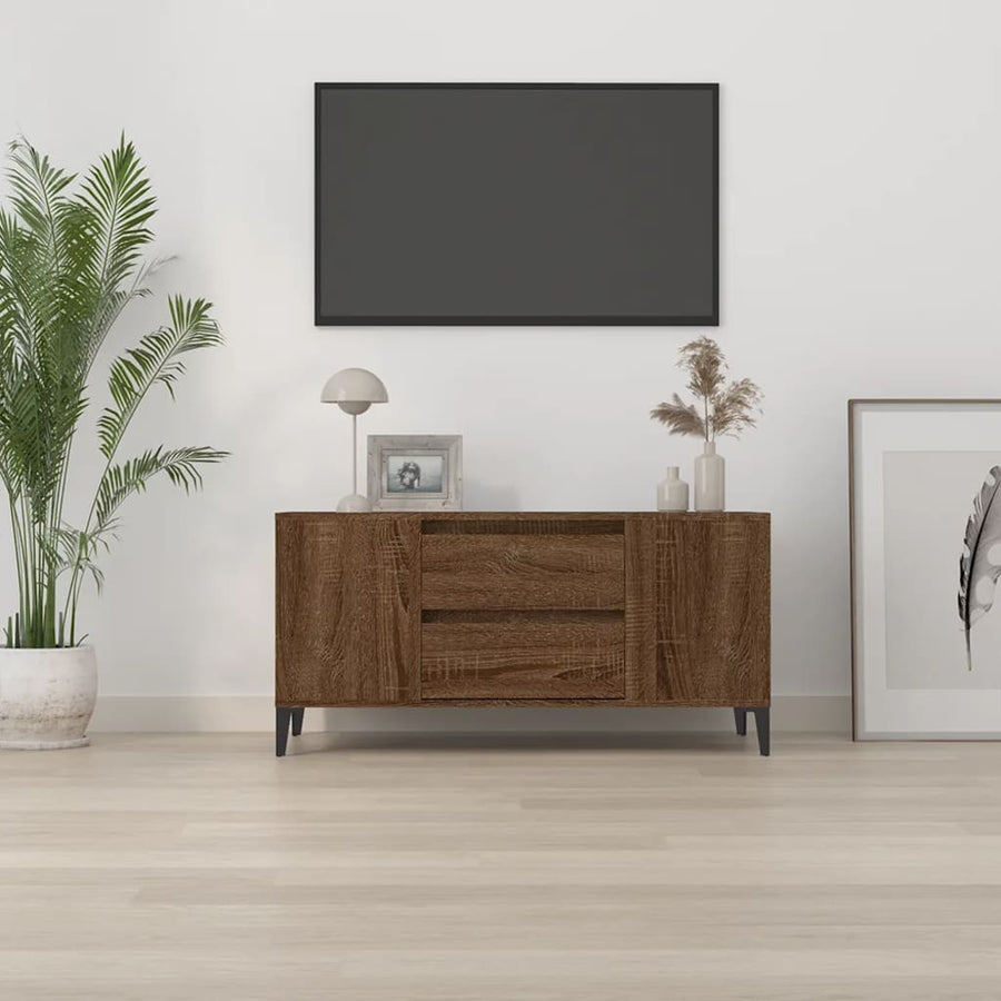Tv-Meubel 02X44,5X50 Cm Bewerkt Hout Bruin Eikenkleur Bruineiken