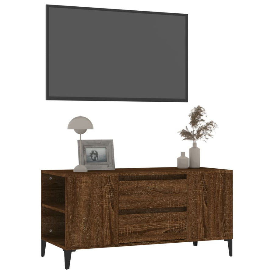 Tv-Meubel 02X44,5X50 Cm Bewerkt Hout Bruin Eikenkleur Bruineiken