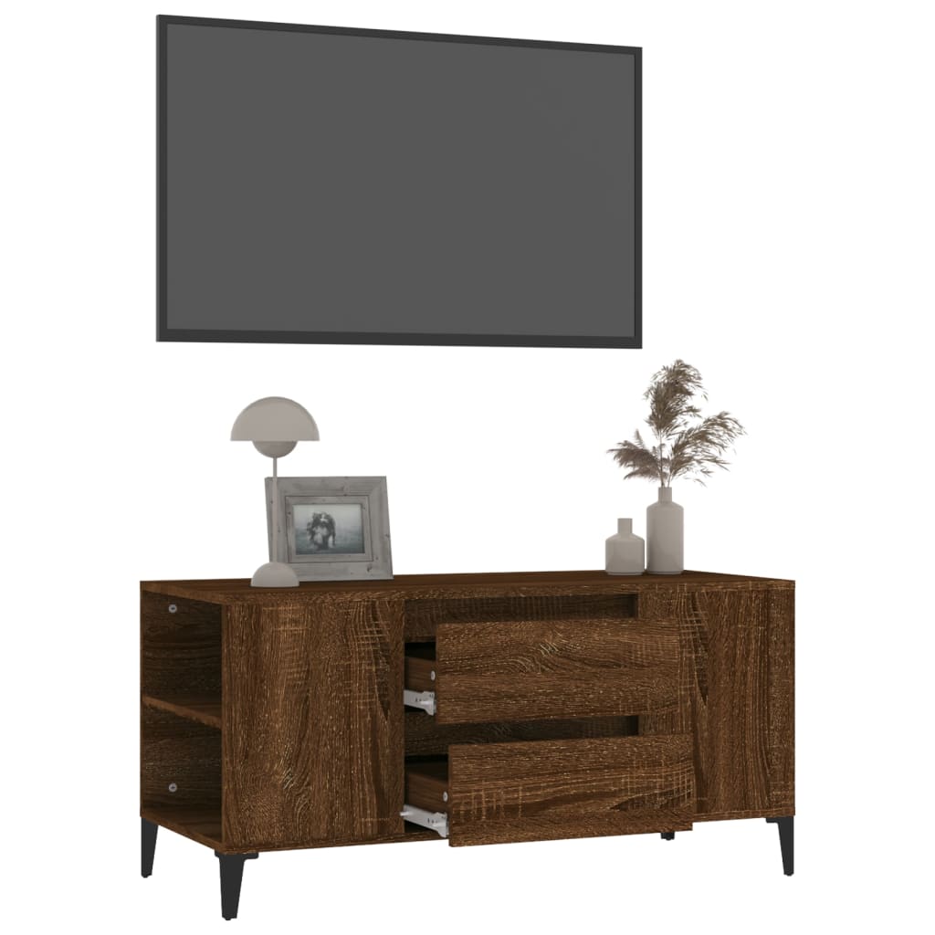Tv-Meubel 02X44,5X50 Cm Bewerkt Hout Bruin Eikenkleur Bruineiken