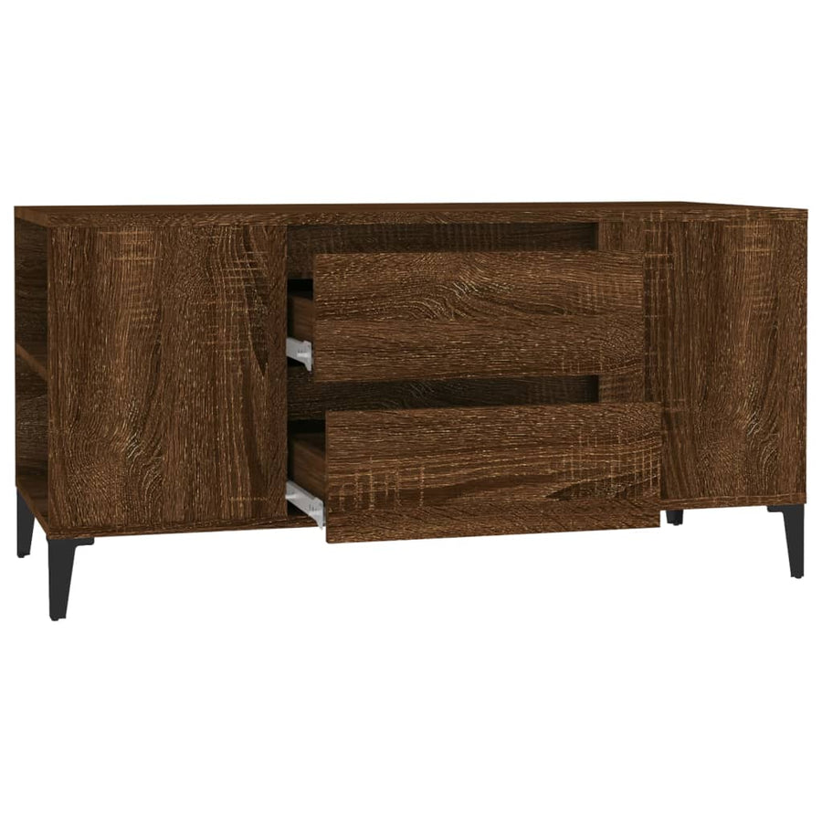 Tv-Meubel 02X44,5X50 Cm Bewerkt Hout Bruin Eikenkleur Bruineiken