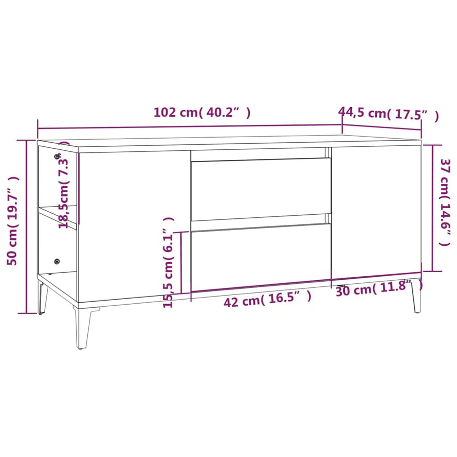 Tv-Meubel 02X44,5X50 Cm Bewerkt Hout Bruin Eikenkleur Bruineiken
