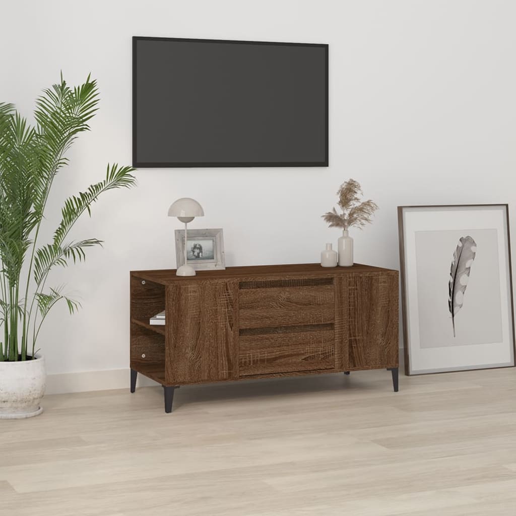 Tv-Meubel 02X44,5X50 Cm Bewerkt Hout Bruin Eikenkleur Bruineiken