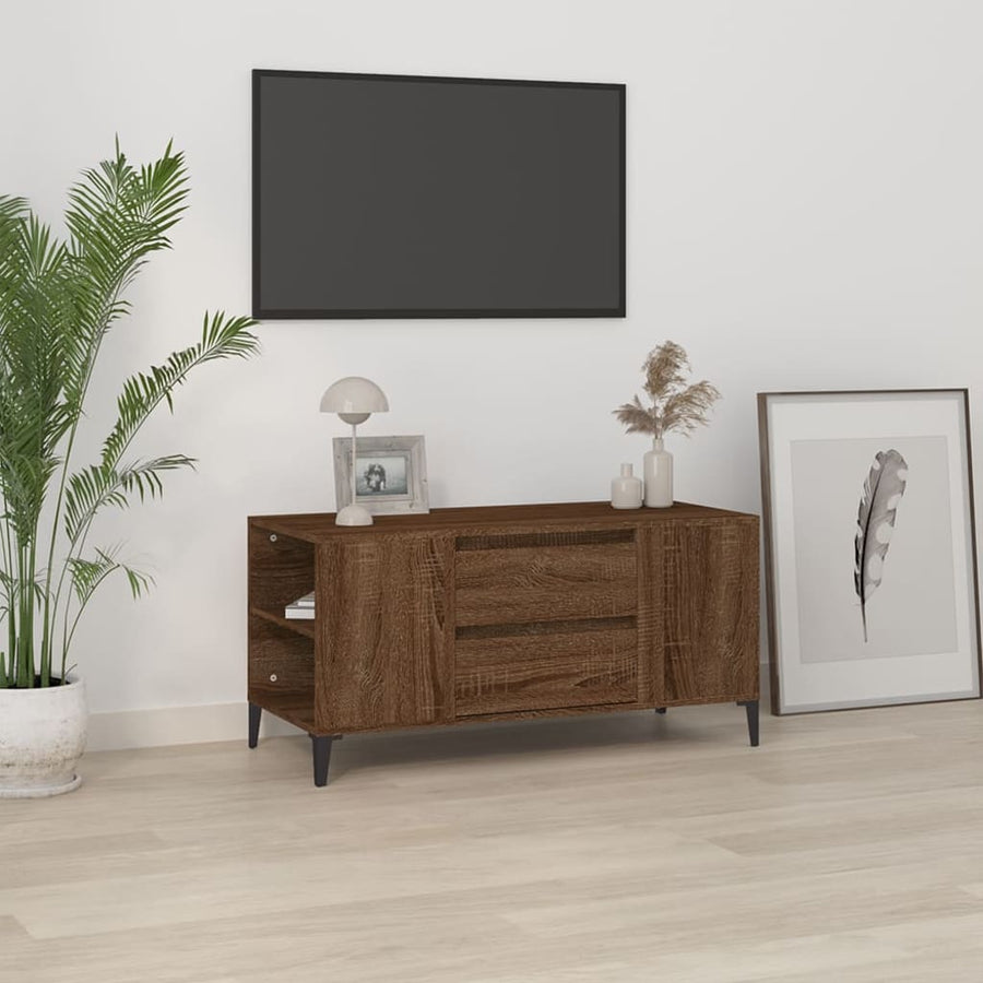 Tv-Meubel 02X44,5X50 Cm Bewerkt Hout Bruin Eikenkleur Bruineiken