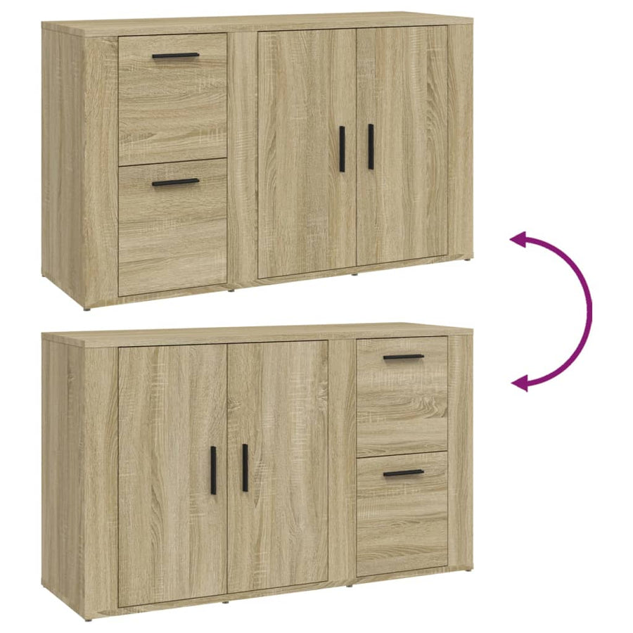 Dressoir 100X33X59,5 Cm Bewerkt Hout Kleurig Sonoma eiken