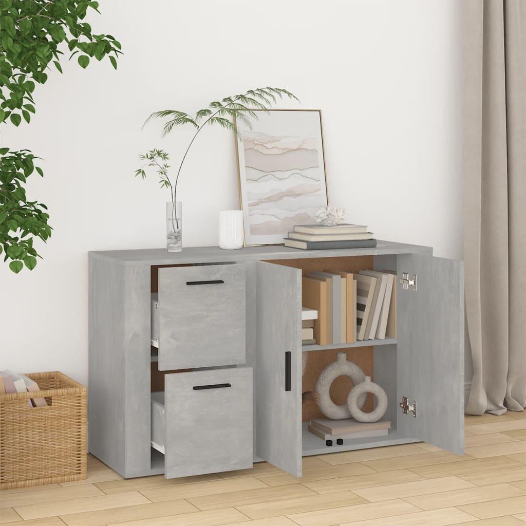 Dressoir 100X33X59,5 Cm Bewerkt Hout Betongrijs