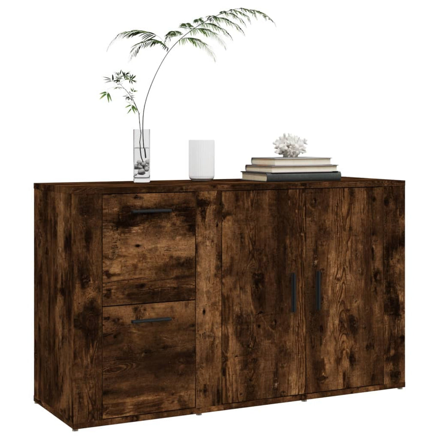 Dressoir 100X33X59,5 Cm Bewerkt Hout Gerookt Eikenkleurig