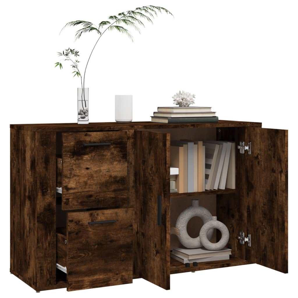 Dressoir 100X33X59,5 Cm Bewerkt Hout Gerookt Eikenkleurig