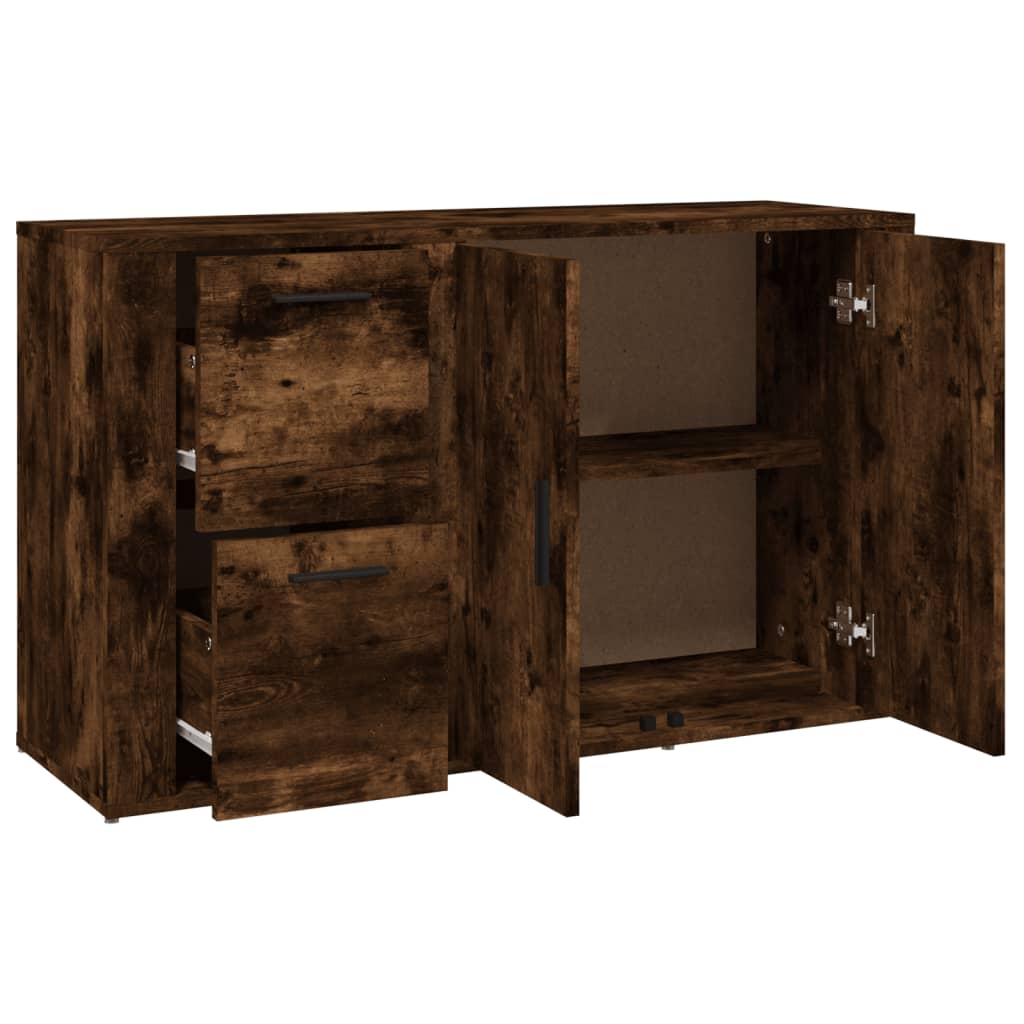 Dressoir 100X33X59,5 Cm Bewerkt Hout Gerookt Eikenkleurig