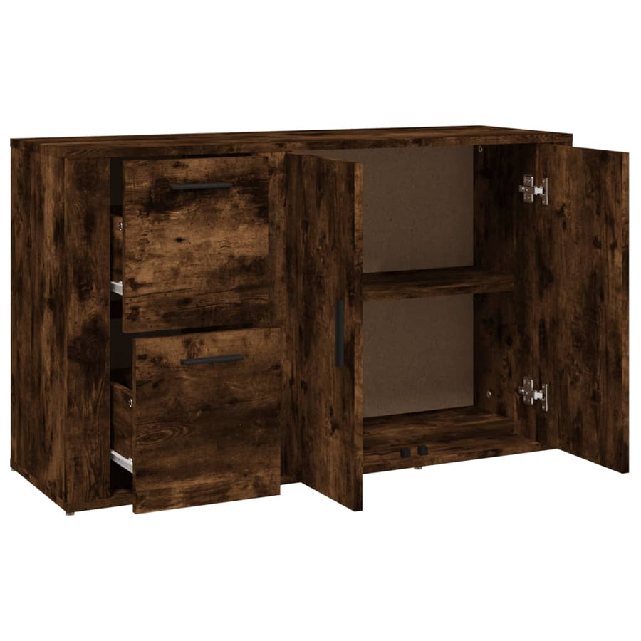 Dressoir 100X33X59,5 Cm Bewerkt Hout Gerookt Eikenkleurig
