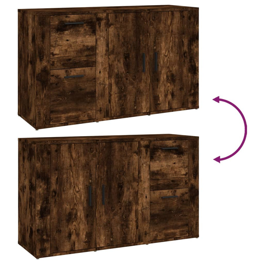 Dressoir 100X33X59,5 Cm Bewerkt Hout Gerookt Eikenkleurig