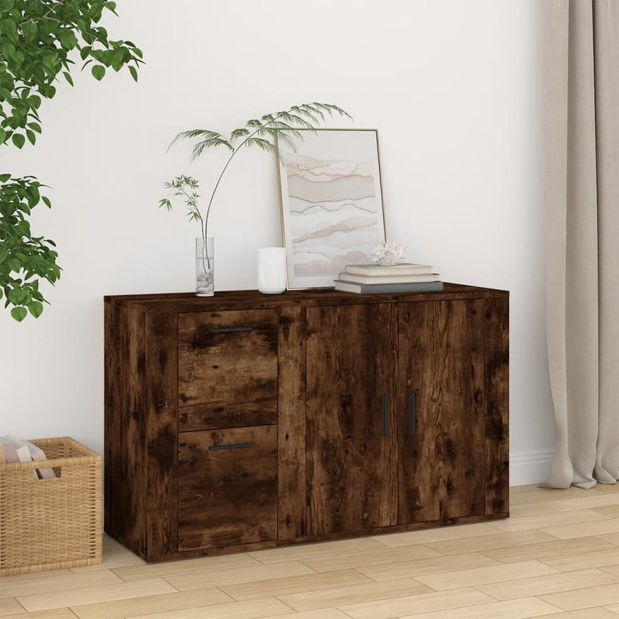 Dressoir 100X33X59,5 Cm Bewerkt Hout Gerookt Eikenkleurig