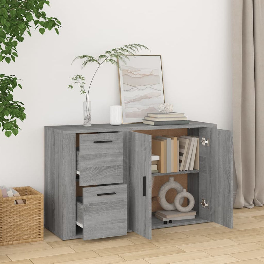 Dressoir 100X33X59,5 Cm Bewerkt Hout Grijs Sonoma Eikenkleurig