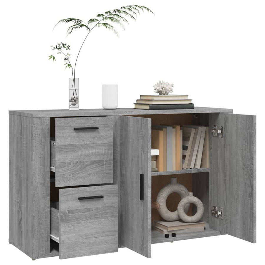 Dressoir 100X33X59,5 Cm Bewerkt Hout Grijs Sonoma Eikenkleurig