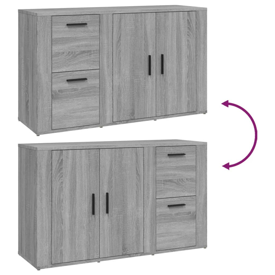 Dressoir 100X33X59,5 Cm Bewerkt Hout Grijs Sonoma Eikenkleurig
