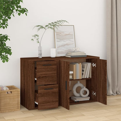 Dressoir 100X33X59,5 Cm Bewerkt Hout Bruin Eikenkleur