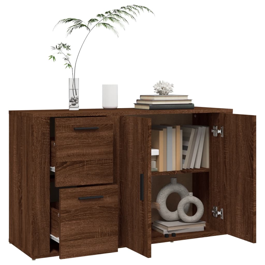 Dressoir 100X33X59,5 Cm Bewerkt Hout Bruin Eikenkleur
