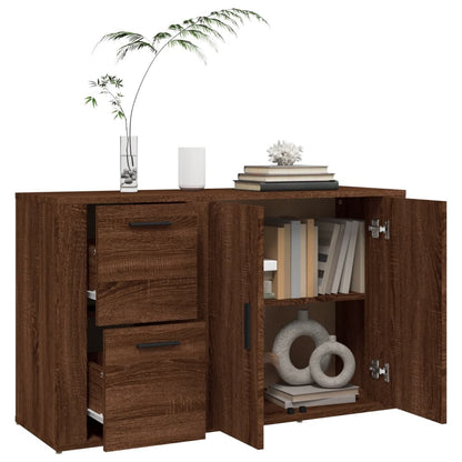 Dressoir 100X33X59,5 Cm Bewerkt Hout Bruin Eikenkleur