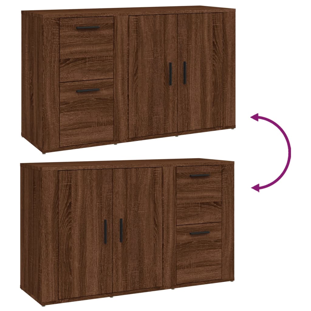 Dressoir 100X33X59,5 Cm Bewerkt Hout Bruin Eikenkleur