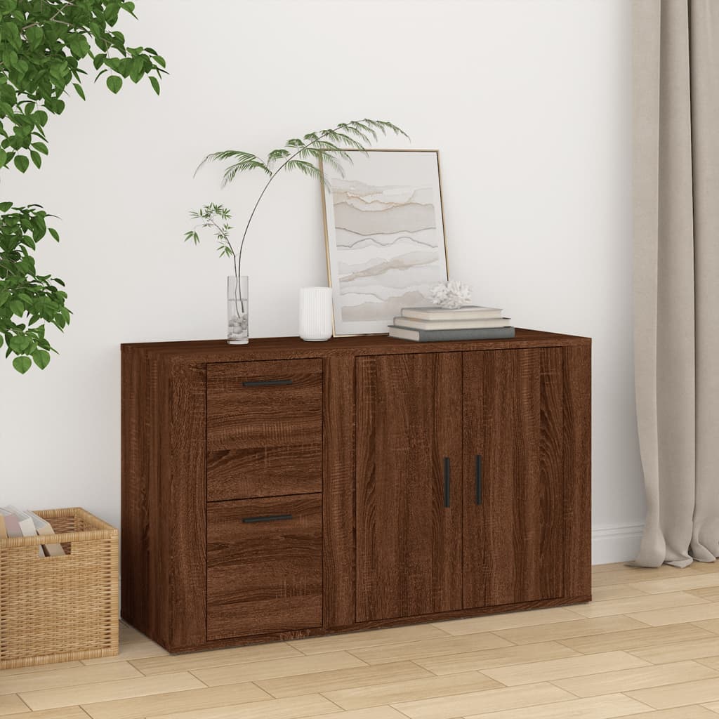 Dressoir 100X33X59,5 Cm Bewerkt Hout Bruin Eikenkleur