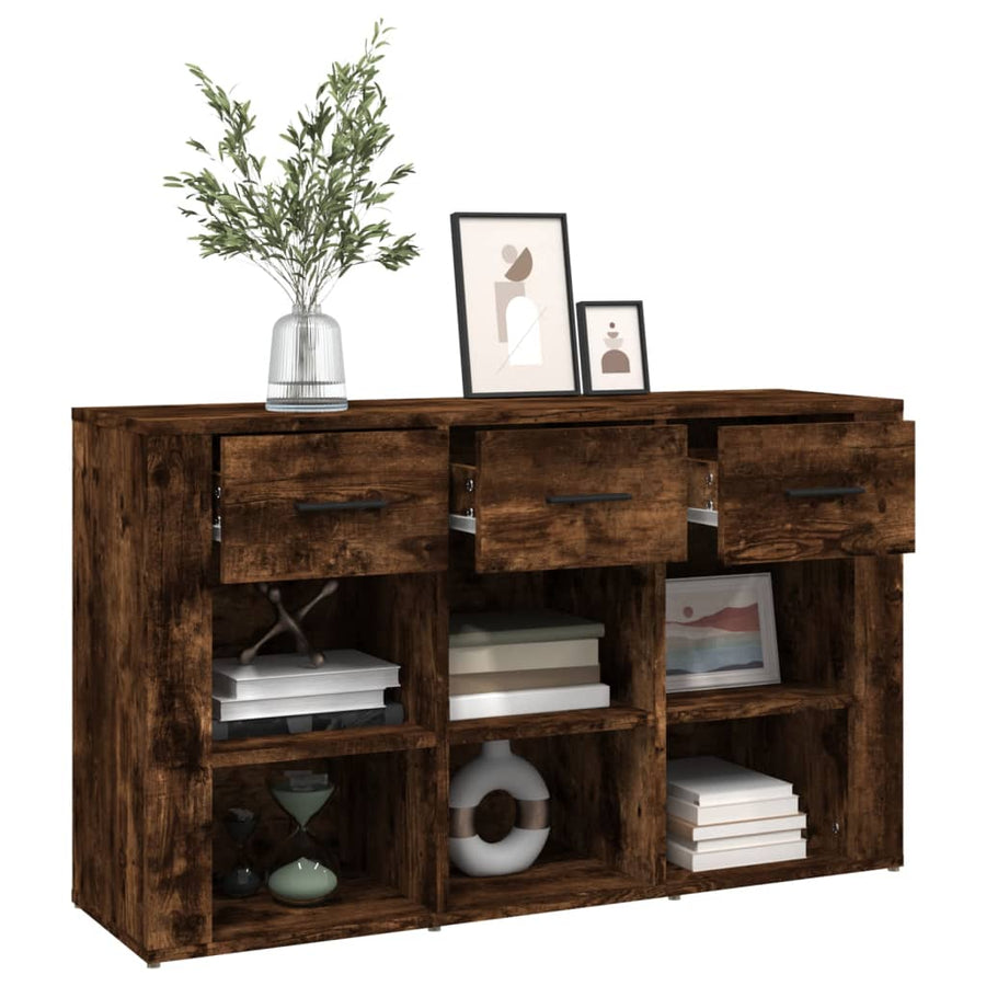 Dressoir 100X30X59,5 Cm Bewerkt Hout Gerookt Eikenkleurig