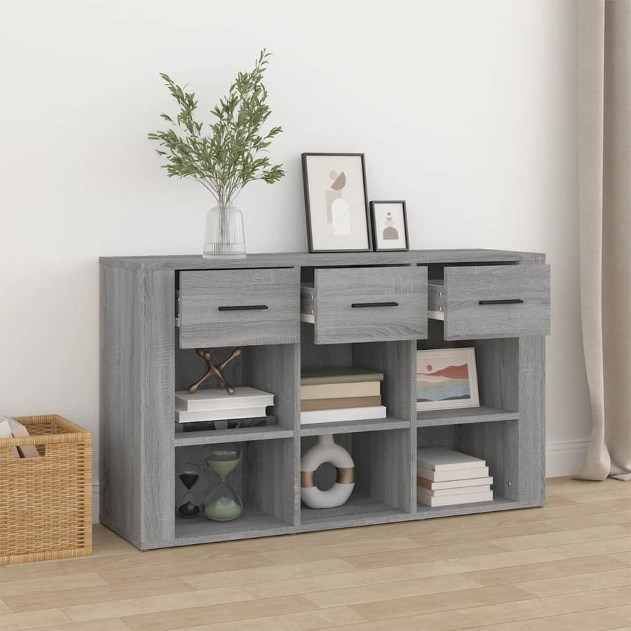 Dressoir 100X30X59,5 Cm Bewerkt Hout Eikenkleurig Grijs sonoma