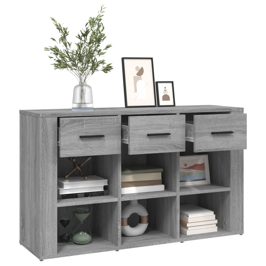 Dressoir 100X30X59,5 Cm Bewerkt Hout Eikenkleurig Grijs sonoma