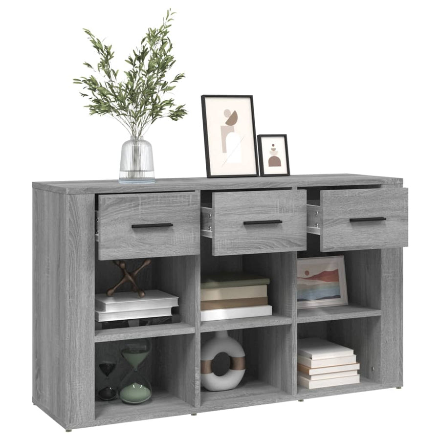 Dressoir 100X30X59,5 Cm Bewerkt Hout Eikenkleurig Grijs sonoma