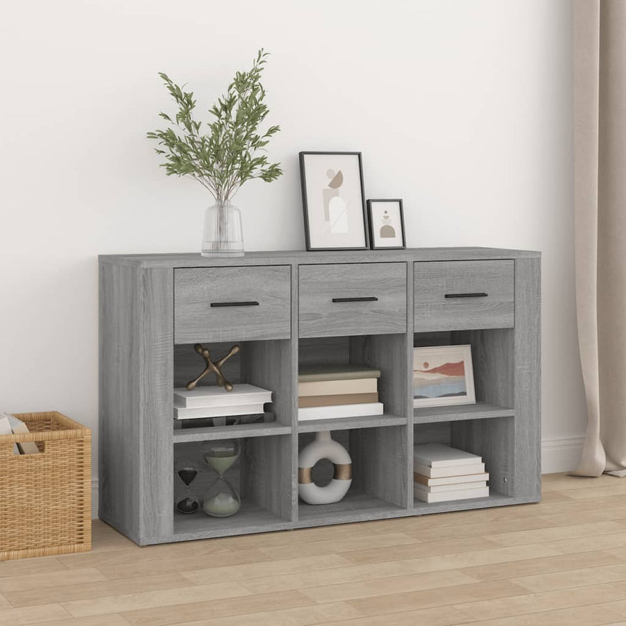Dressoir 100X30X59,5 Cm Bewerkt Hout Eikenkleurig Grijs sonoma