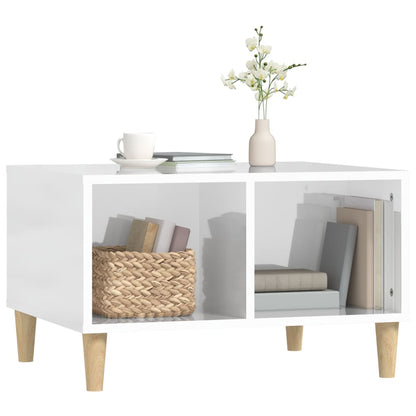 Salontafel 60X50X36,5 Cm Bewerkt Hout Hoogglans Wit