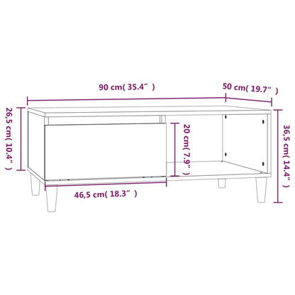 Salontafel 90X50X36,5 Cm Bewerkt Hout Betongrijs