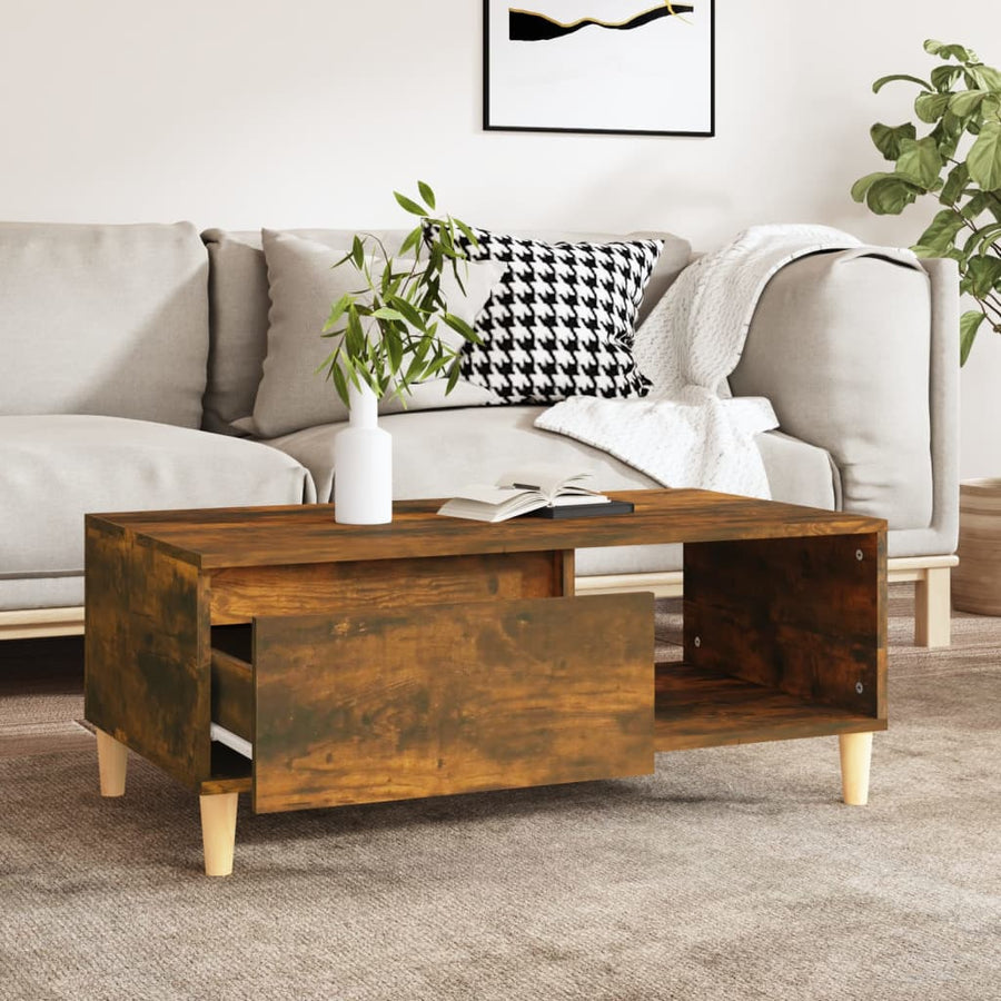 Salontafel 90X50X36,5 Cm Bewerkt Hout Kleurig Gerookt eiken
