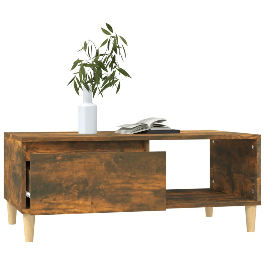 Salontafel 90X50X36,5 Cm Bewerkt Hout Kleurig Gerookt eiken