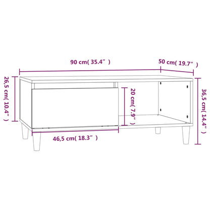 Salontafel 90X50X36,5 Cm Bewerkt Hout Kleurig Gerookt eiken