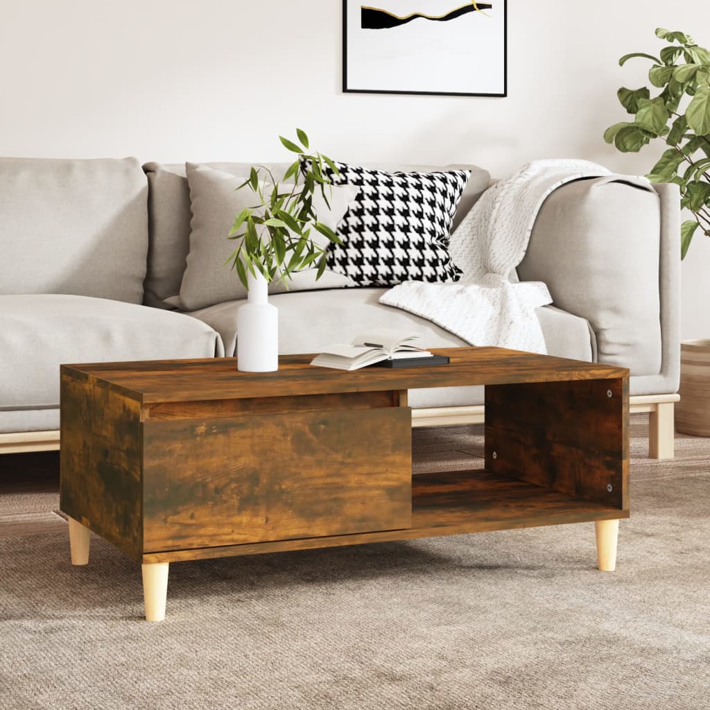 Salontafel 90X50X36,5 Cm Bewerkt Hout Kleurig Gerookt eiken