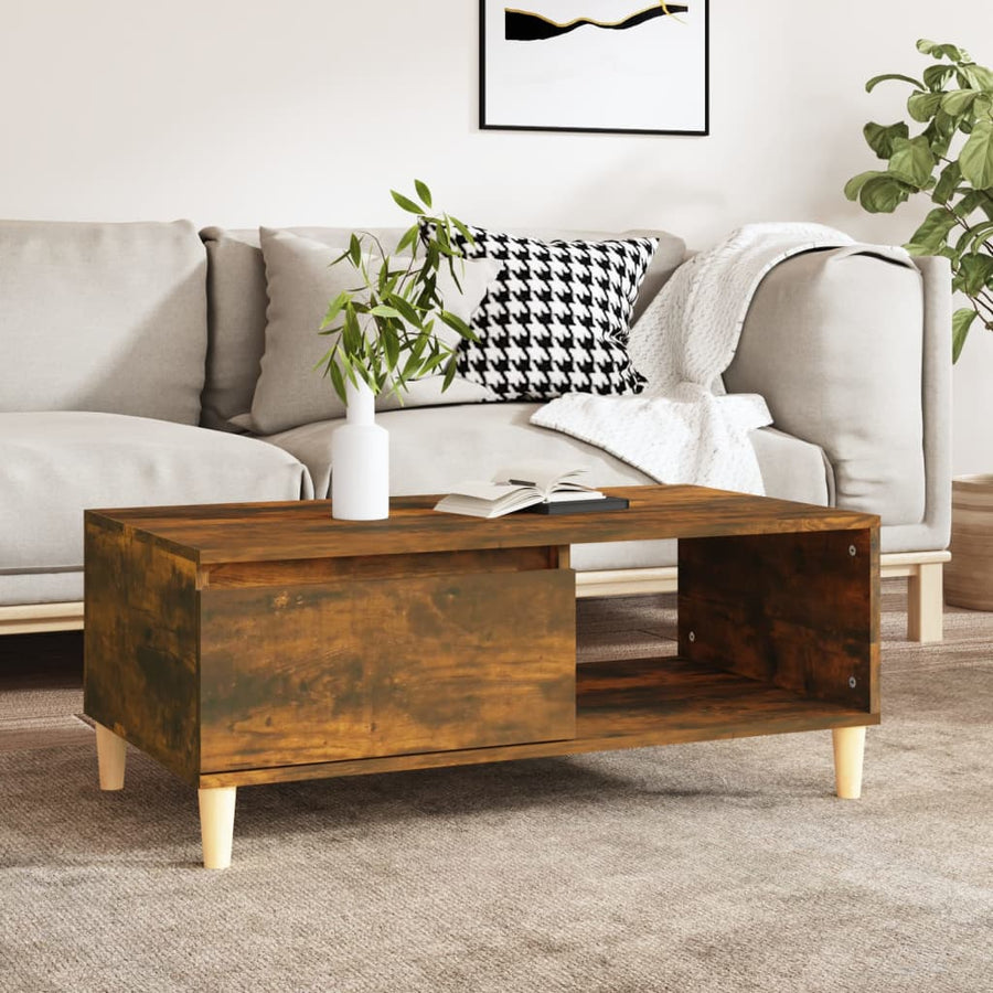 Salontafel 90X50X36,5 Cm Bewerkt Hout Kleurig Gerookt eiken
