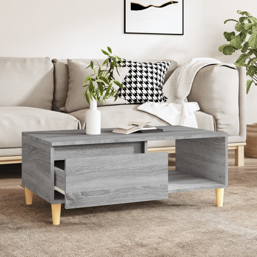 Salontafel 90X50X36,5 Cm Bewerkt Hout Grijs Sonoma