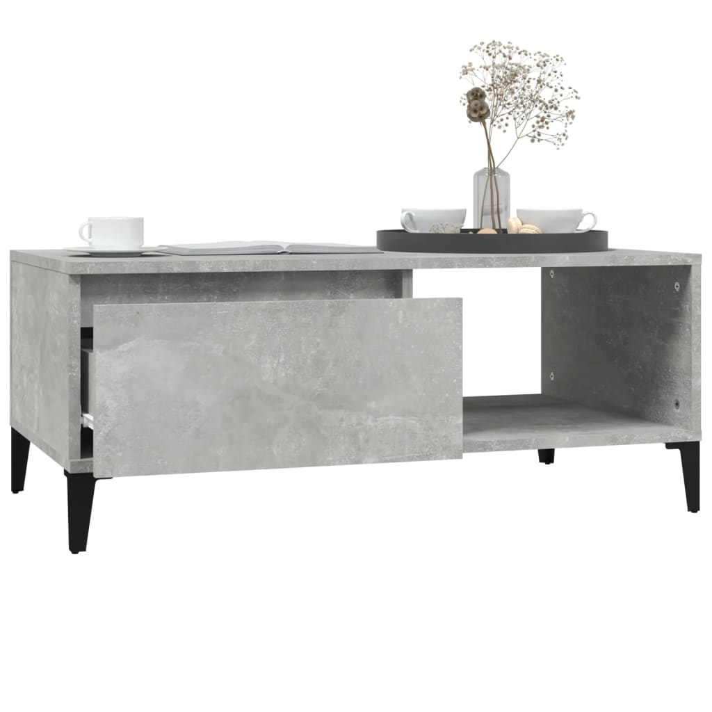 Salontafel 90X50X36,5 Cm Bewerkt Hout Betongrijs