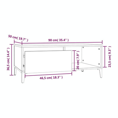 Salontafel 90X50X36,5 Cm Bewerkt Hout Betongrijs