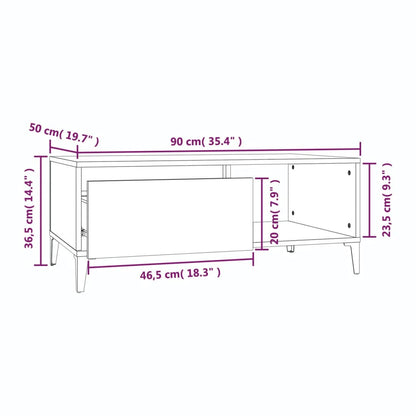 Salontafel 90X50X36,5 Cm Bewerkt Hout Grijs Sonoma
