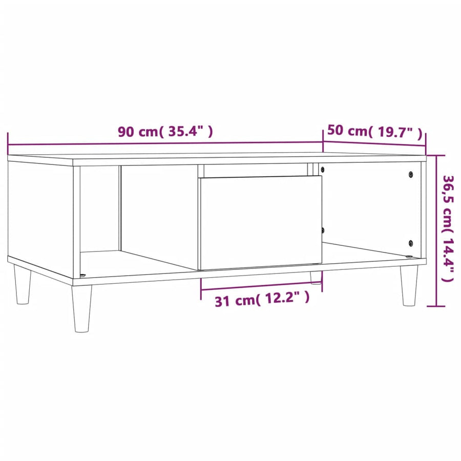 Salontafel 90X50X36,5 Cm Bewerkt Hout Zwart