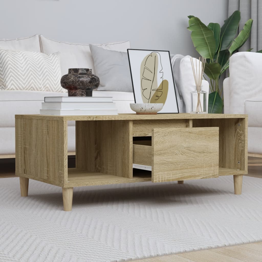 Salontafel 90X50X36,5 Cm Bewerkt Hout Kleurig Sonoma eiken
