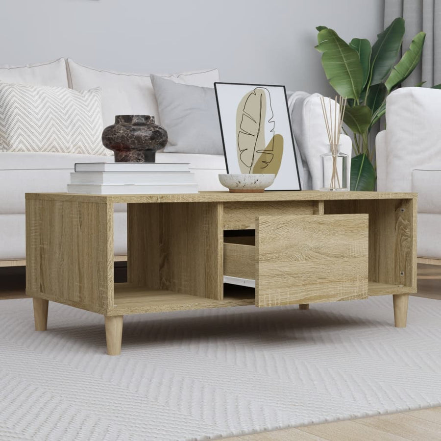 Salontafel 90X50X36,5 Cm Bewerkt Hout Kleurig Sonoma eiken