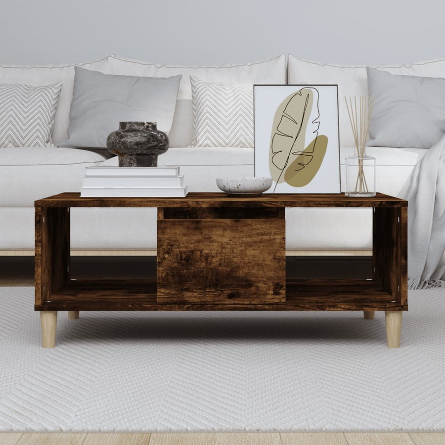 Salontafel 90X50X36,5 Cm Bewerkt Hout Gerookt Eikenkleurig