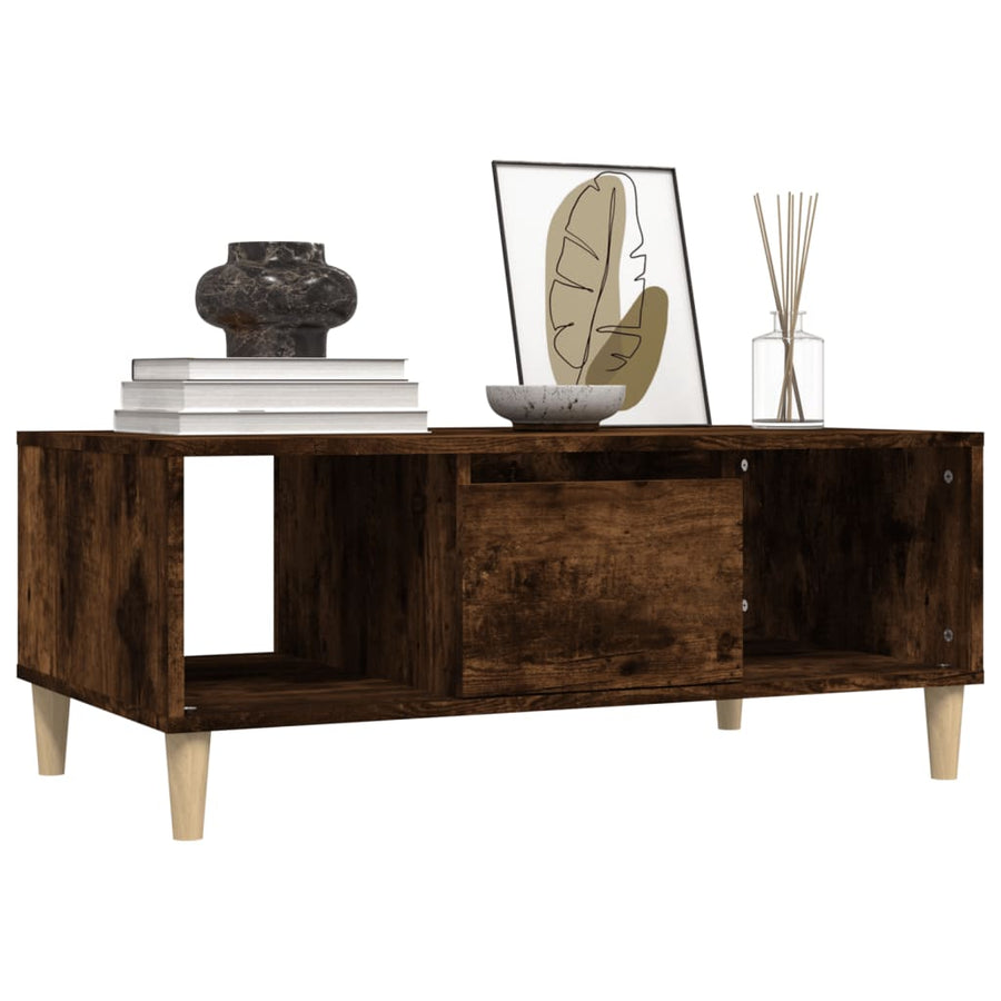 Salontafel 90X50X36,5 Cm Bewerkt Hout Gerookt Eikenkleurig