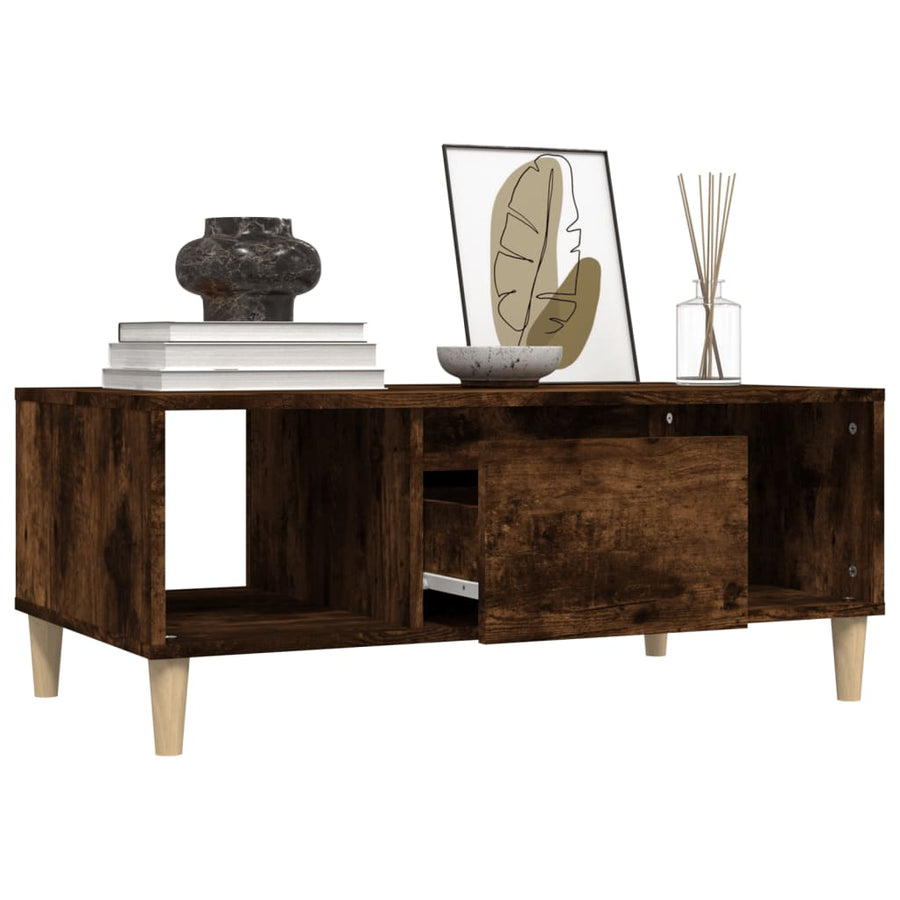 Salontafel 90X50X36,5 Cm Bewerkt Hout Gerookt Eikenkleurig